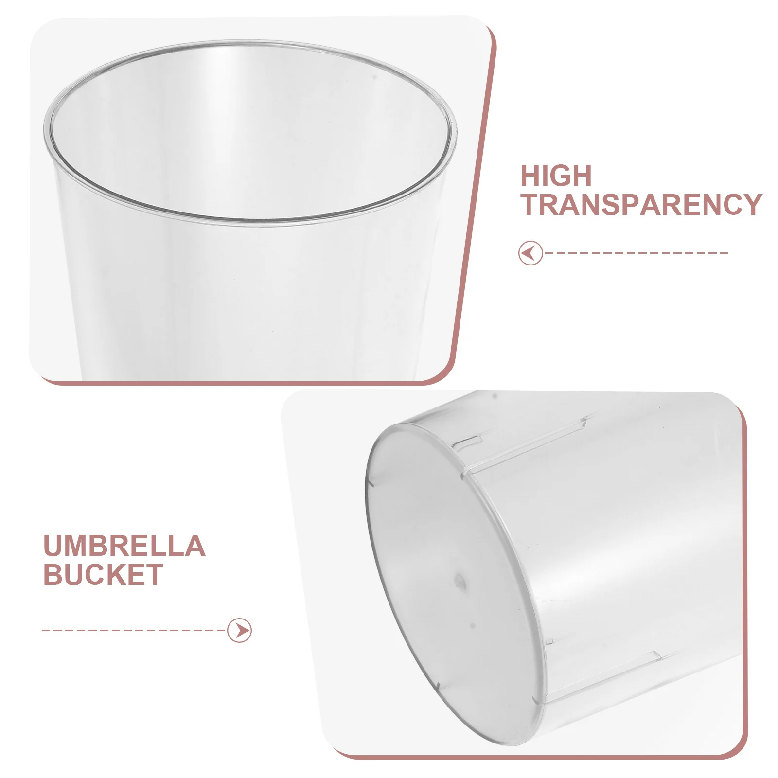 

Transparent Rain Umbrella Storage Bucket Deep Round Clear Plastic Umbrella Holder Stand for Home Office Entryway Neat Organizer