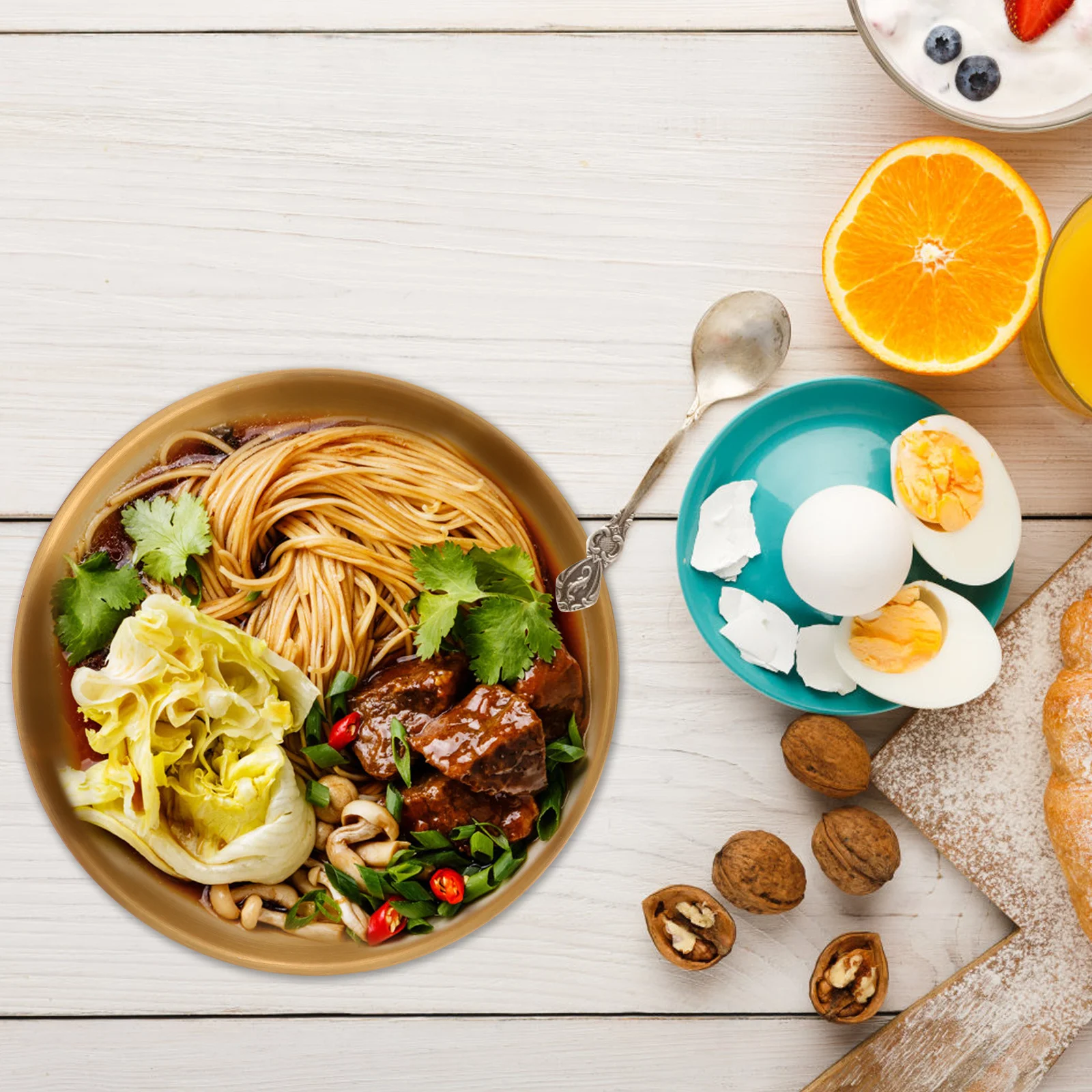 

19Cm Thick Soup Bowl 304 Stainless Steel Double Insulated For Rice Noodles Ice Cream Metal Snack Bowl Household Kitchen