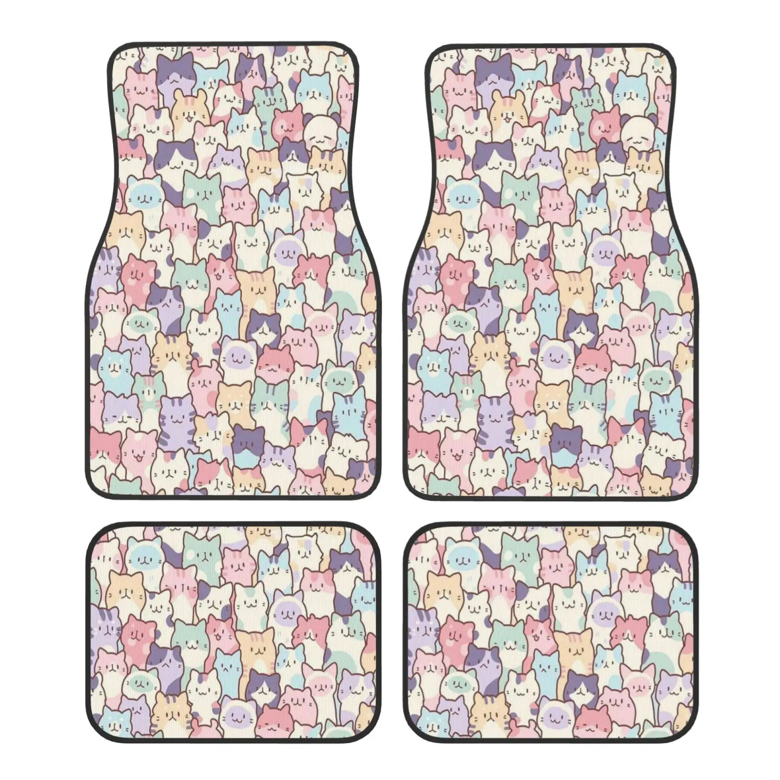 tapetes-de-carro-com-estampa-de-gatos-fofos-de-desenho-animado-4-pecas-antiderrapantes-dianteiro-e-traseiro-acessorios-universais-para-carro-suv-van-caminhao