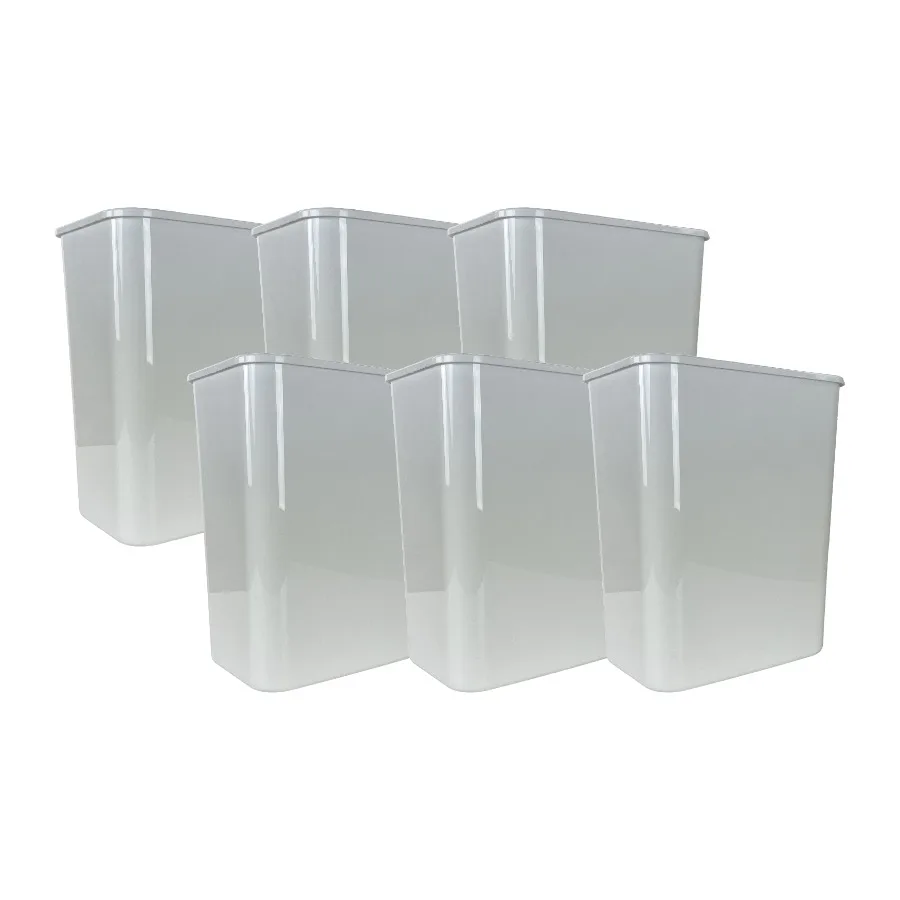 

Набор из 6 белых пластиковых мусорных баков для кухни объемом 5,5 галлонов с открытым верхом, идеально подходят для современных кухонь, прочные и вместительные, для удобного утилизирования отходов.