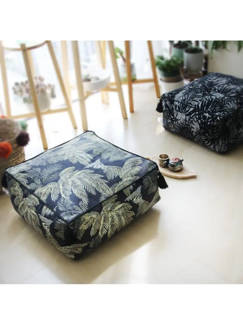 Trendy Chinese Style Low Stool Pad Detachable Washable Bean Bag Particle Foam Cushion Lazy  Mat Removable Cover Home Decor - view 2