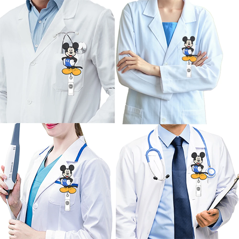 Interesting Mickey Badge Scroll - Cartoon Movie Character Children/Teenagers with Scalable ID Card Holder, Cute Keychain Gift Se