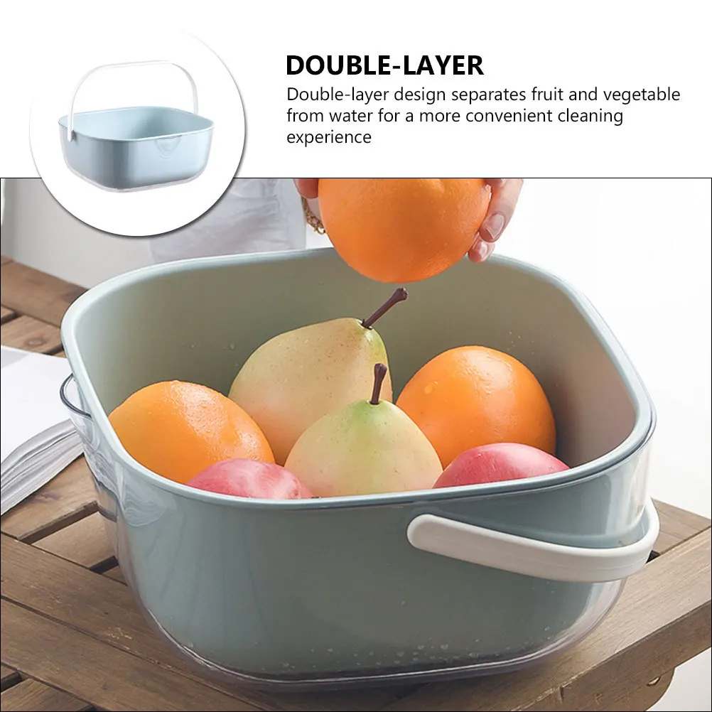 

Double Layer Drain Basket Kitchen Washing Basket Fruit Vegetable Strainer Draining Colander Bowl Storage Strainer