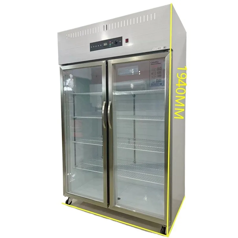 

Large double door and three doors vegetable display cabinet refrigerated and fresh-keeping hot pot string fresh-keeping cabinet
