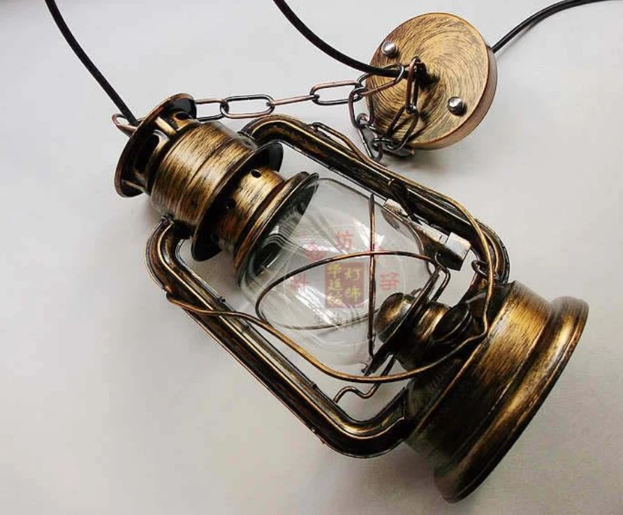

Retro Industrial E27 Lantern Pendant Light Vintage Loft Home Decor Light Indoor Bar Lighting