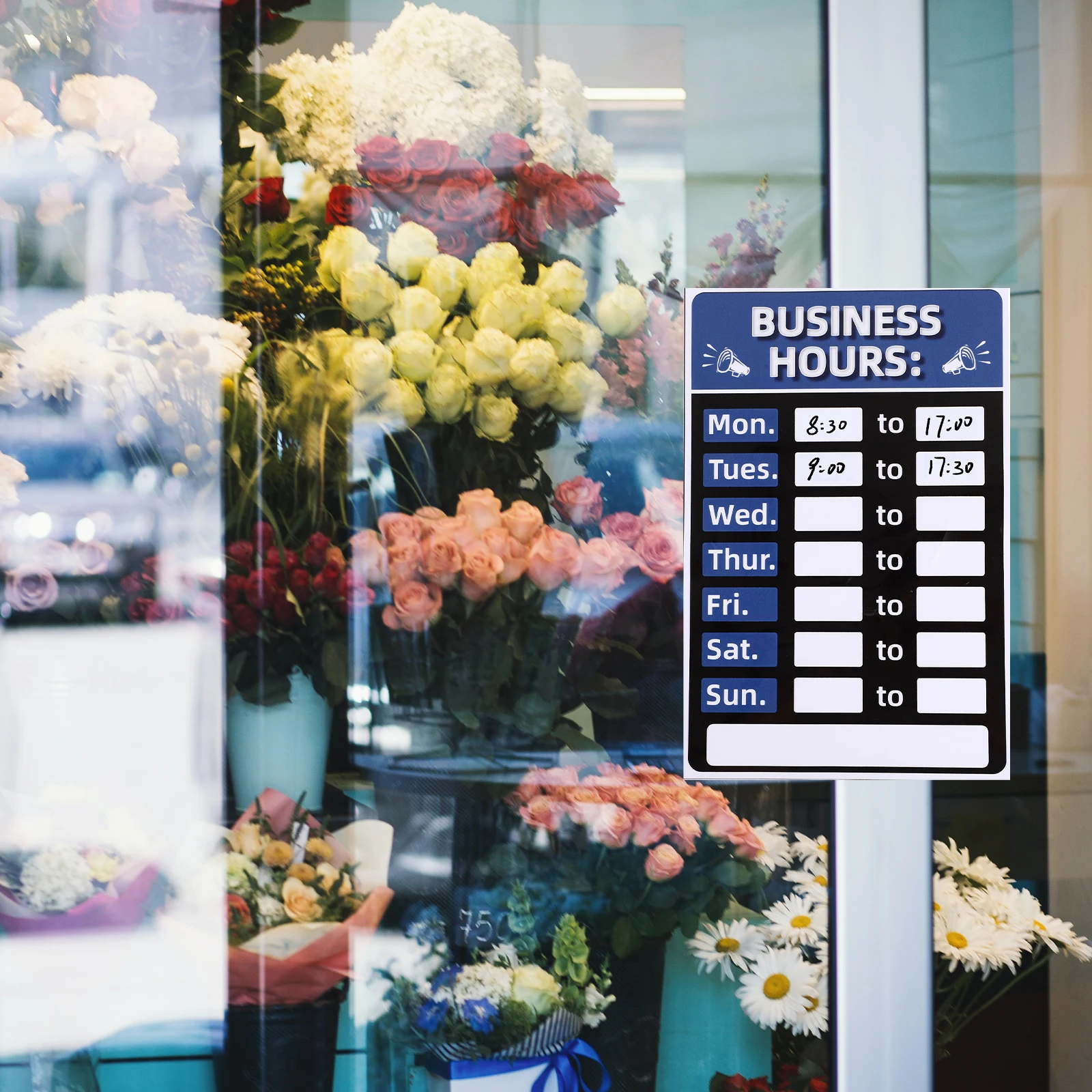 

Rewritable Adhesive Business Hours Sign Sunproof Waterproof Fade Proof Opening Labels for Office Store Display
