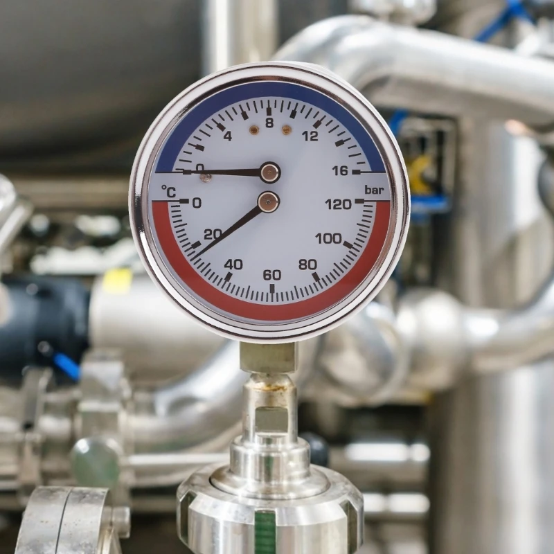 0-16Bar 0-120℃ Thermal Pressure Gauge Stainless Steel 1/4\