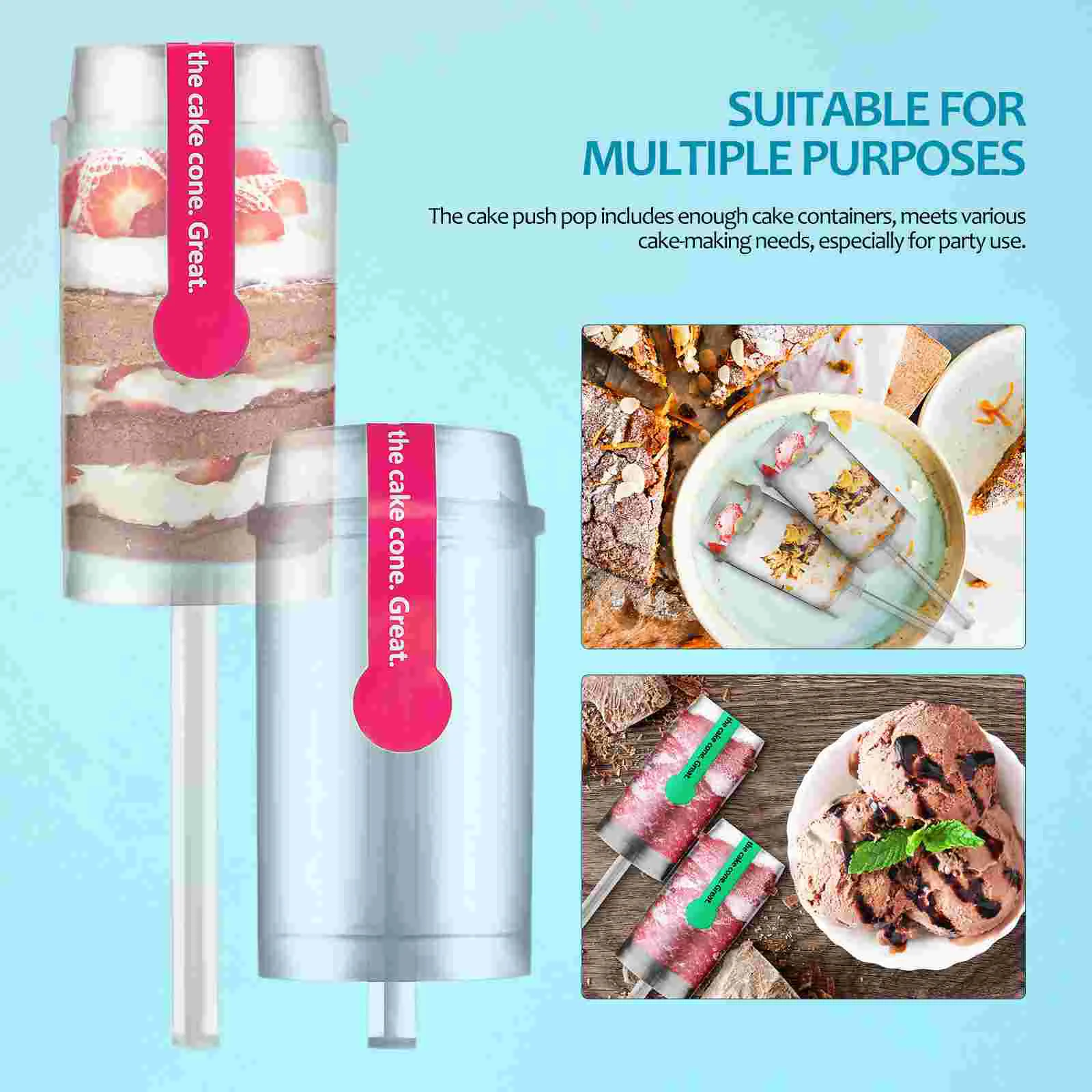 30 Pcs Cupcake Cone Push Tubes Round Shape Pusher Pan Push-up Pops Shooter Containers Baby