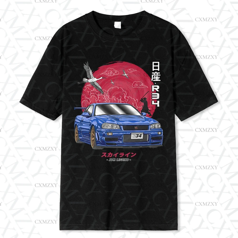 

Cotton Initial D T Shirt Men Women Harajuku Aesthetic T-Shirt Funny JDM LEGEND Car Tshirt Nissan Skyline R34 Tee Shirt