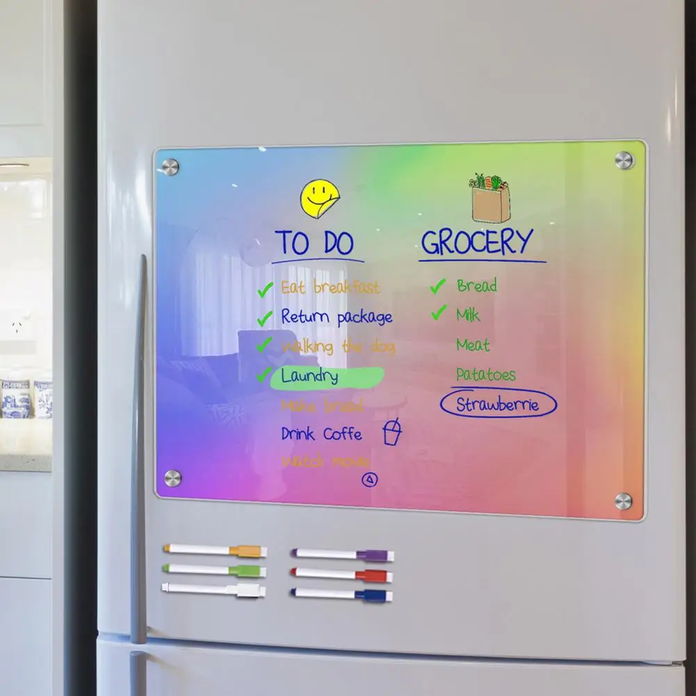 Meal Planning Board Acrylic Magnetic Calendar Magnetic Acrylic Calendar Set Colorful Dry-erase Refrigerator Family Monthly