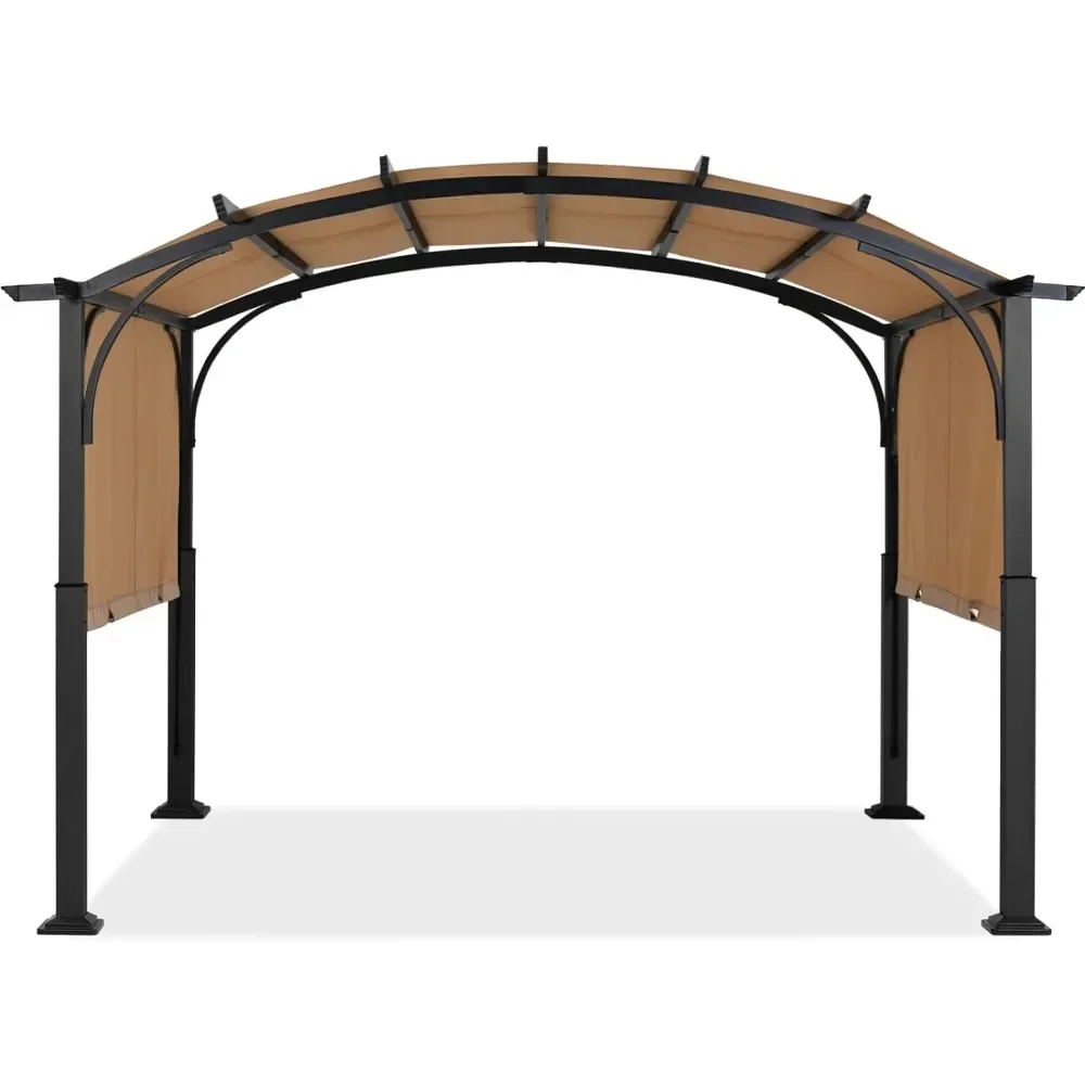 

Outdoor umbrella, outdoor greenhouse 10'x12 ', arched greenhouse with retractable sunshade, beige, large sun umbrella