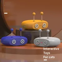 Electric Robot Cat Interactive Cat Toy Turntable Automatic Feather Teasing Stick Laser USB Charging Funny Cat Toys Pet Supplies