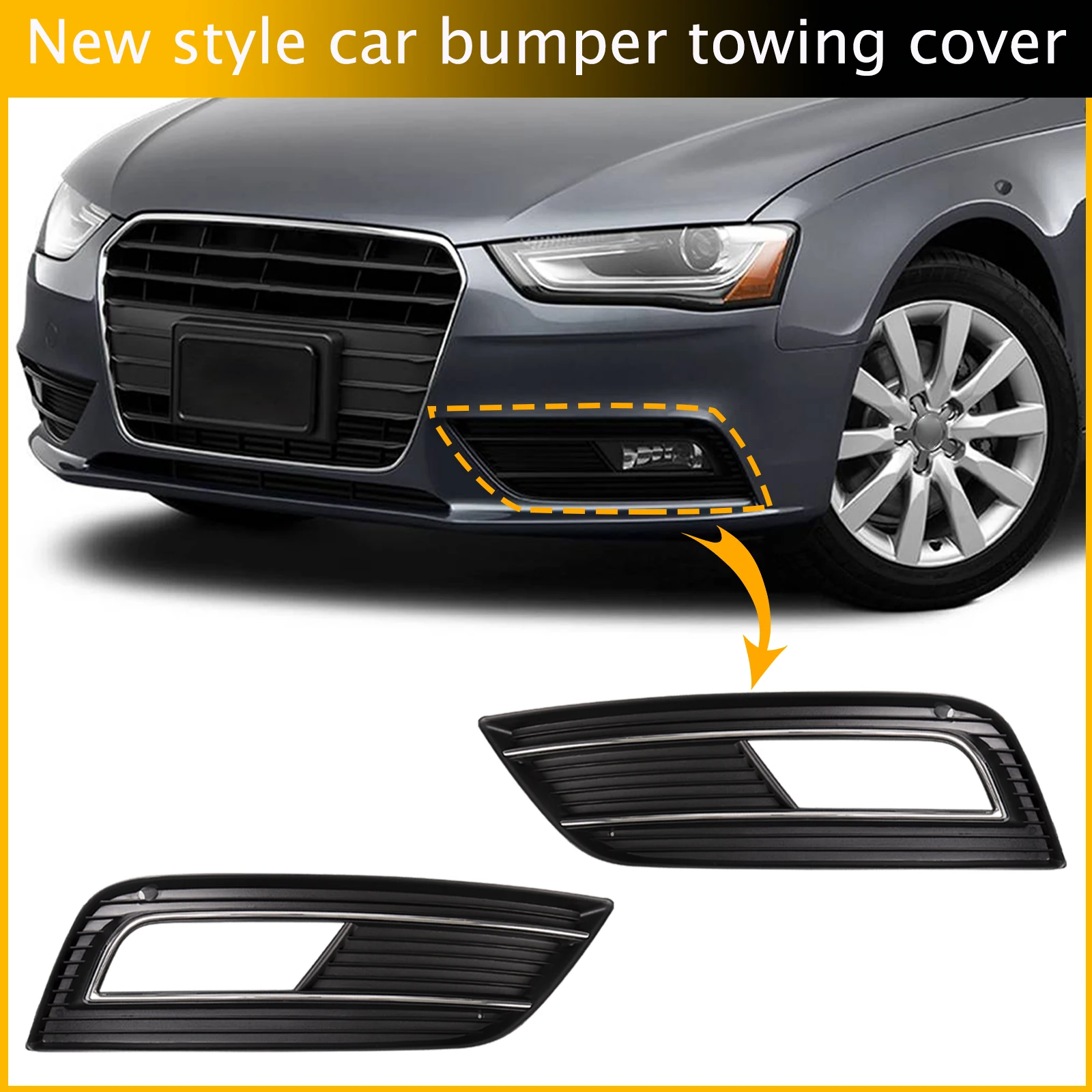 

Fog Light Grill Cover Frame Lamp Shade Under Front Bumper For Audi A4 Accessories 2013 2014 2015 2016 8K0 807 681K 8K0 807 682 K