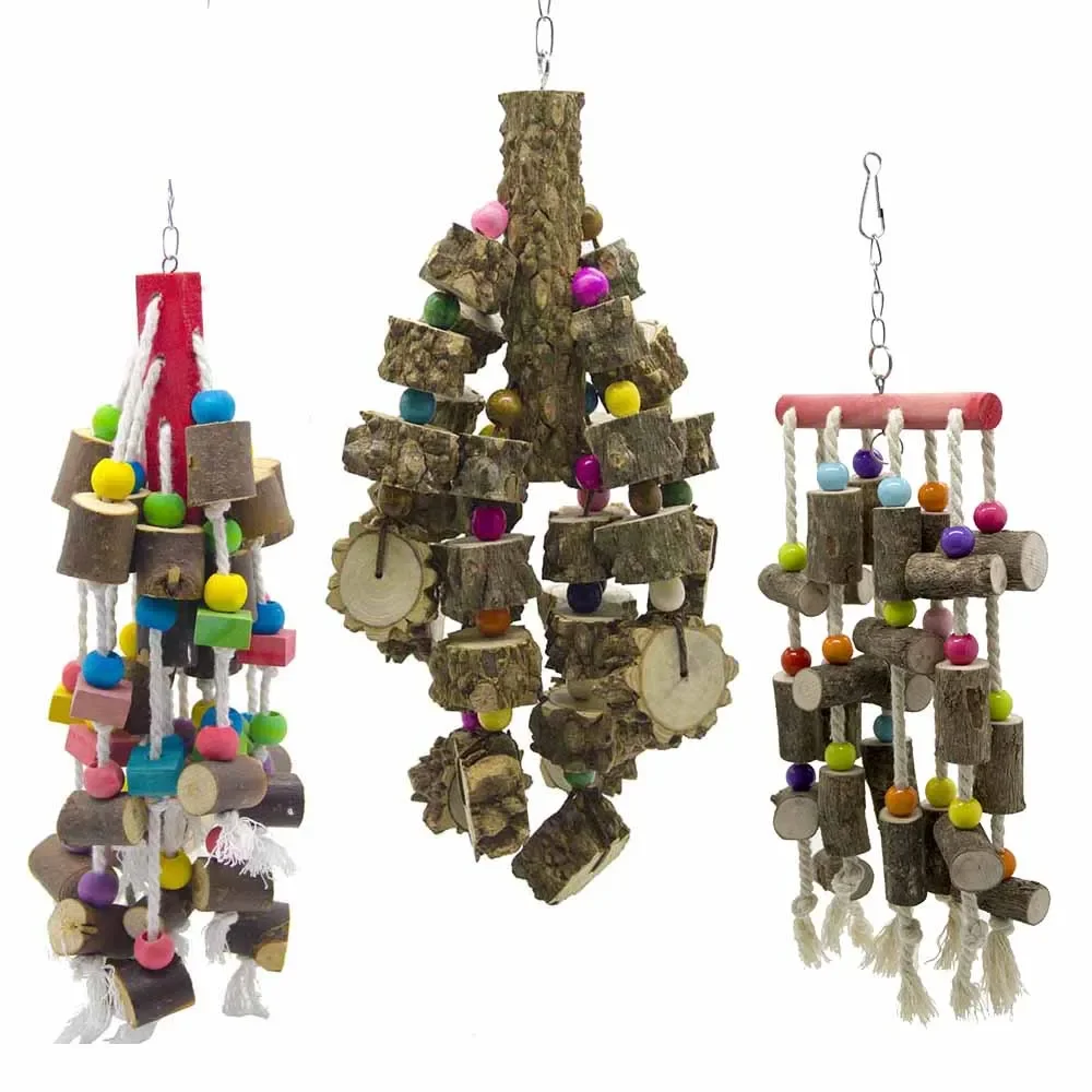 Parrot Climbing Toy Wood Bird Chewing Toys Blocks Parrot Tearing Toys For Finch Budgie Parakeets Cockatiels Conures Love Birds