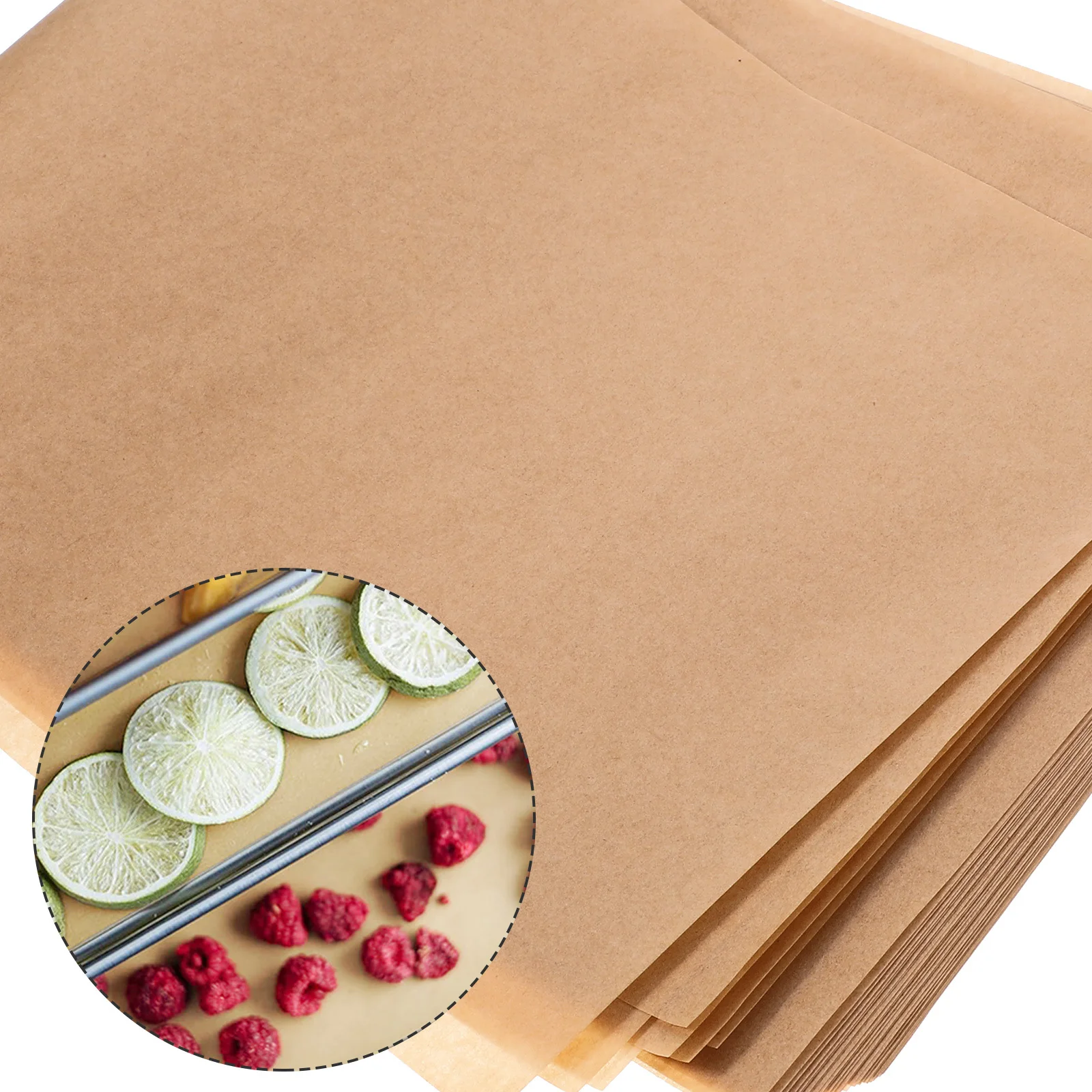 

120 Sheets Freezer Parchment Paper 44x17 5cm Natural Wood Color Multi Function Baking Tray Liner Thickened Air Fryer Household