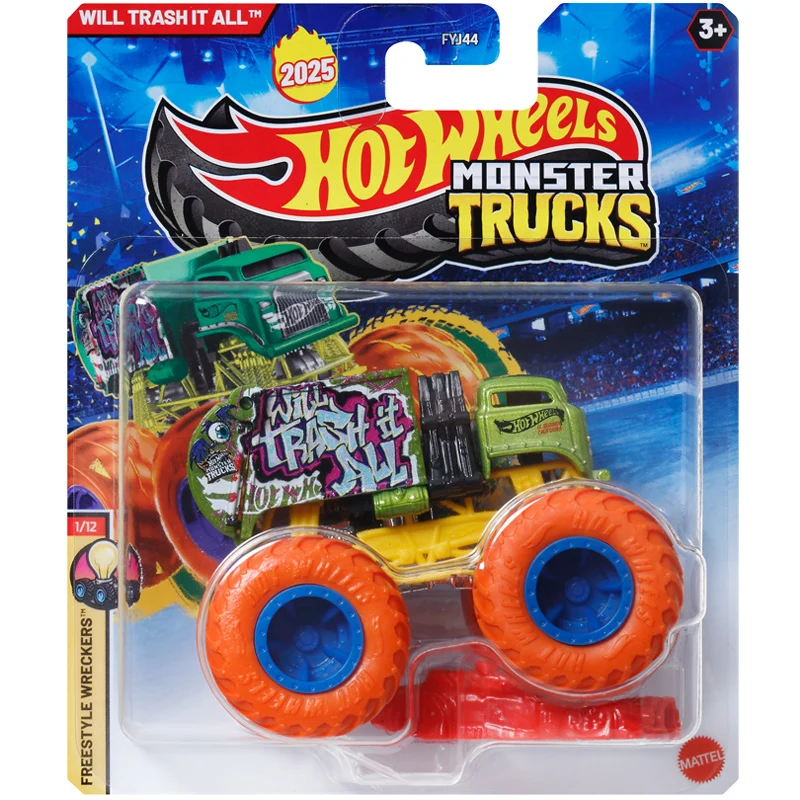 Auténtico 2025 Hot Wheels Monster Trucks FYJ44 motor de bomberos 1/64 escala aleación modelo fundido a presión coche vehículo de juguete niños regalos coleccionables