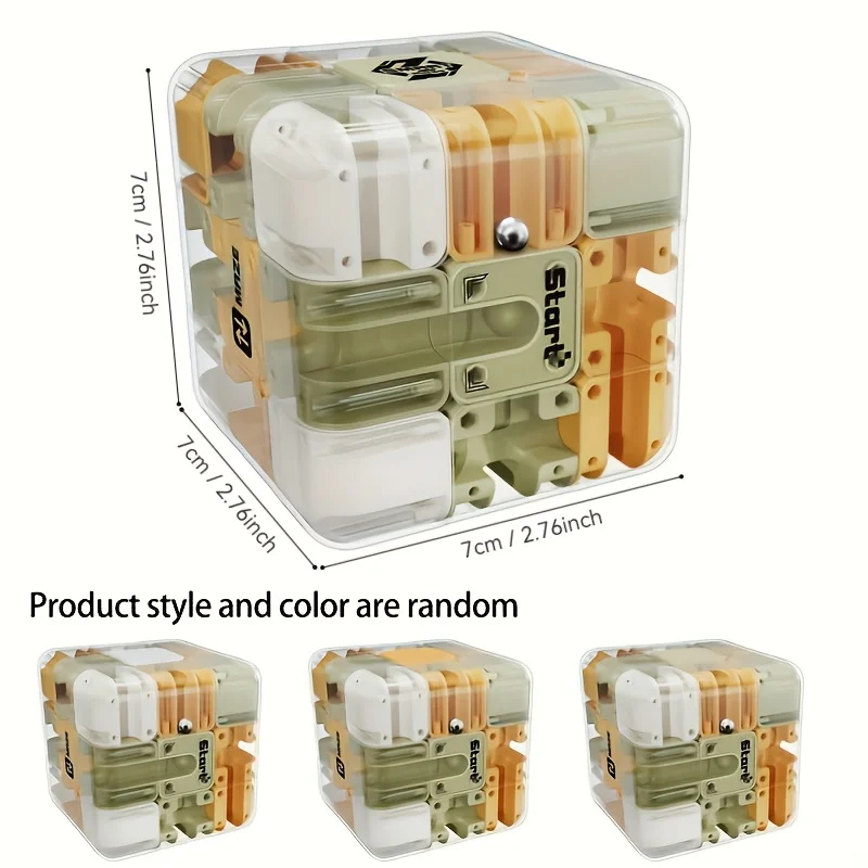 3D Maze Cube Puzzle Toy with Beads - Spatial Awareness & Problem-Solving Game, Enhances Concentration & Critical Thinking Skills