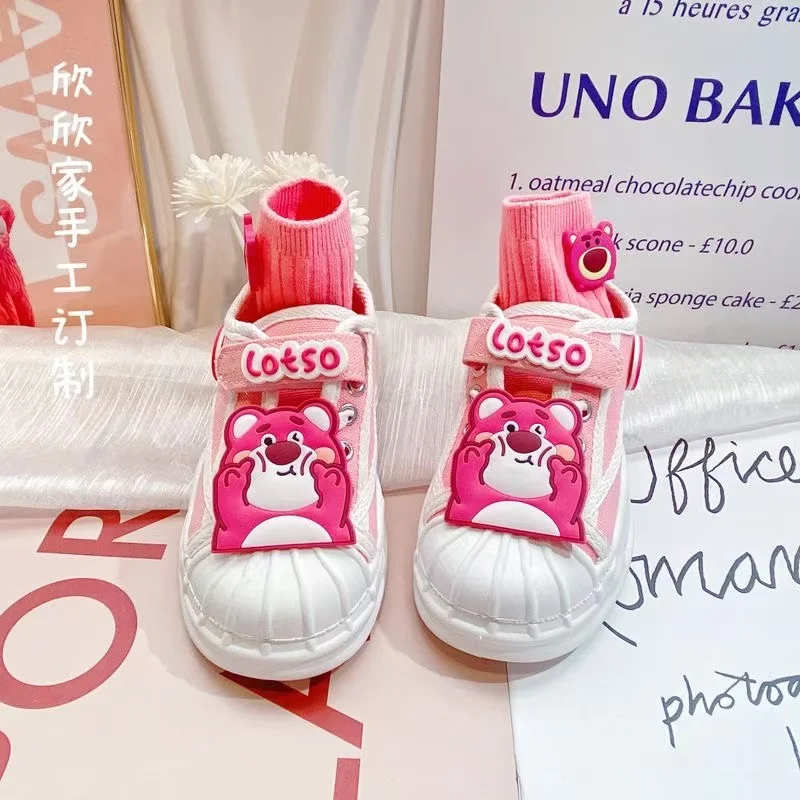 Strawberry Bear Huggin Losto real photo new drop shipping Girls' Small Fashion Children's Cartoon kids child women causel shoes