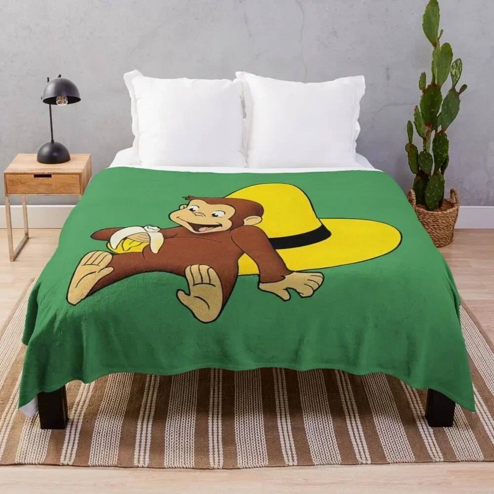 

Curious George and the big yellow hat Throw Blanket Soft Bedroom Blanket for Night Sleeping