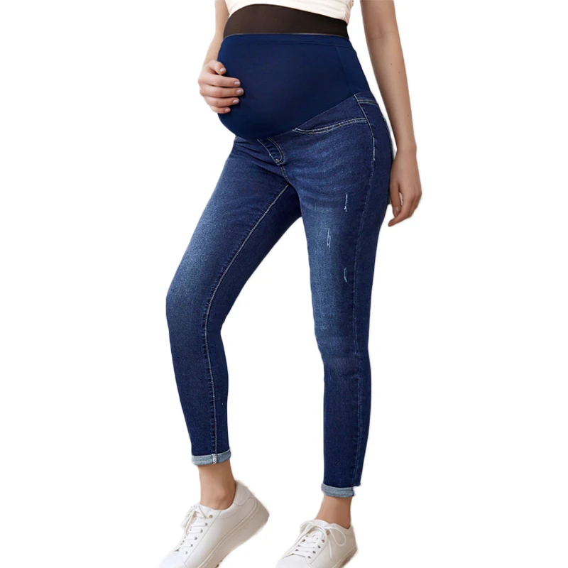

Big Size Maternity Women Trousers Pregnancy Mother Pants Skinny Fit High Waistband Super Stretch Over Belly Jeans Denim Jeans