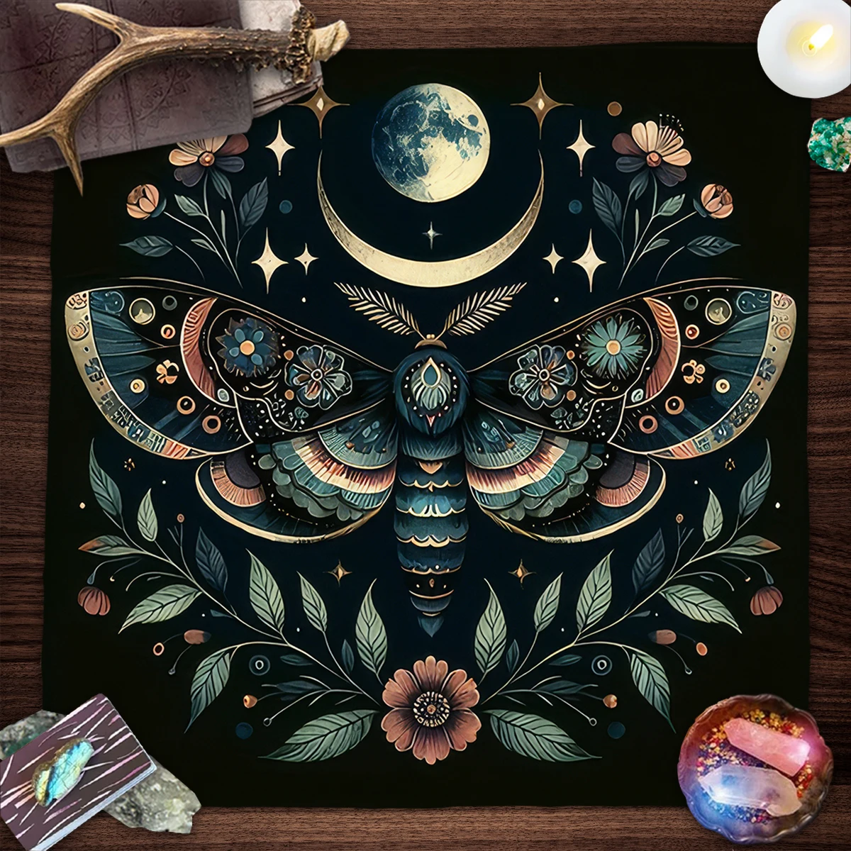 Tarot Tablecloth Moon Phase Divination Altar Cloth Triple Moon Altar Decor Tarot Cloth For Spread Tarot Reading Cloth Game Pad