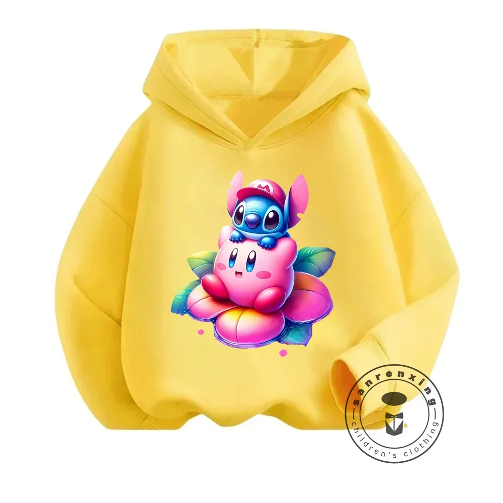 Japanese Style Kirby Hoodie for Kids Spring Autumn Casual Wear Cartoon Printed Popular Game Character Fashion Street Pullover