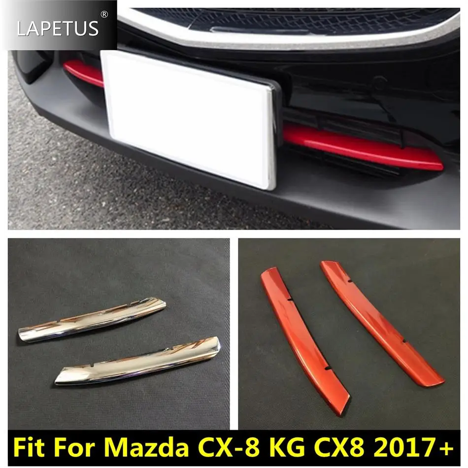 

Car Accessories Front Under Bumper Grille Grill Mesh Decor Strip Panel Cover Trim For Mazda CX-8 KG CX8 2017 - 2021 Chrome / Red