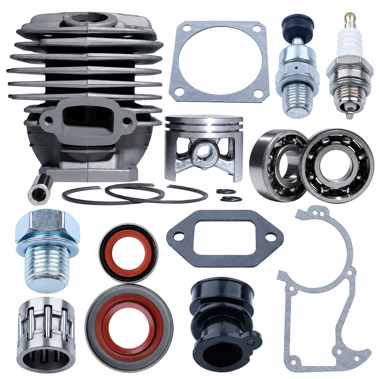 48mm Cylinder Piston Kit For Stihl MS360 036 Pro 034 Super MS340 Spark Plug Bearing Gasket Oil Seal Intake Manifold Rebuild Kit