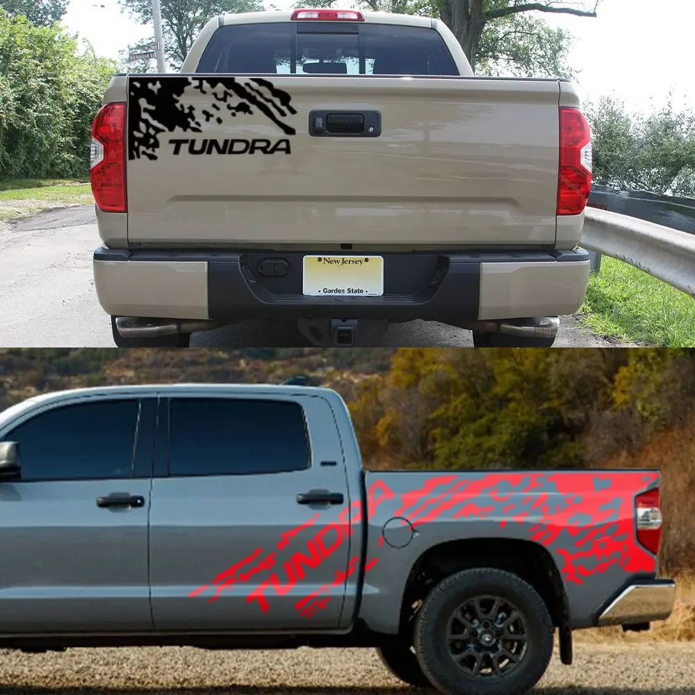 Pickup Body Side Stickers For Toyota Tundra TRD Limited SR5 Truck Splash Grunge Decor Decals Trunk Vinyl Covers Auto Accessories