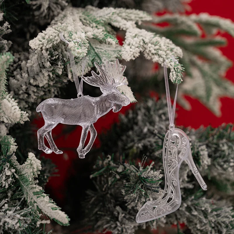 Christmas Hanging Pendants Acrylic Elk Crystal Shoes Ornaments Xmas Tree Decoration Merry Christmas Accessories