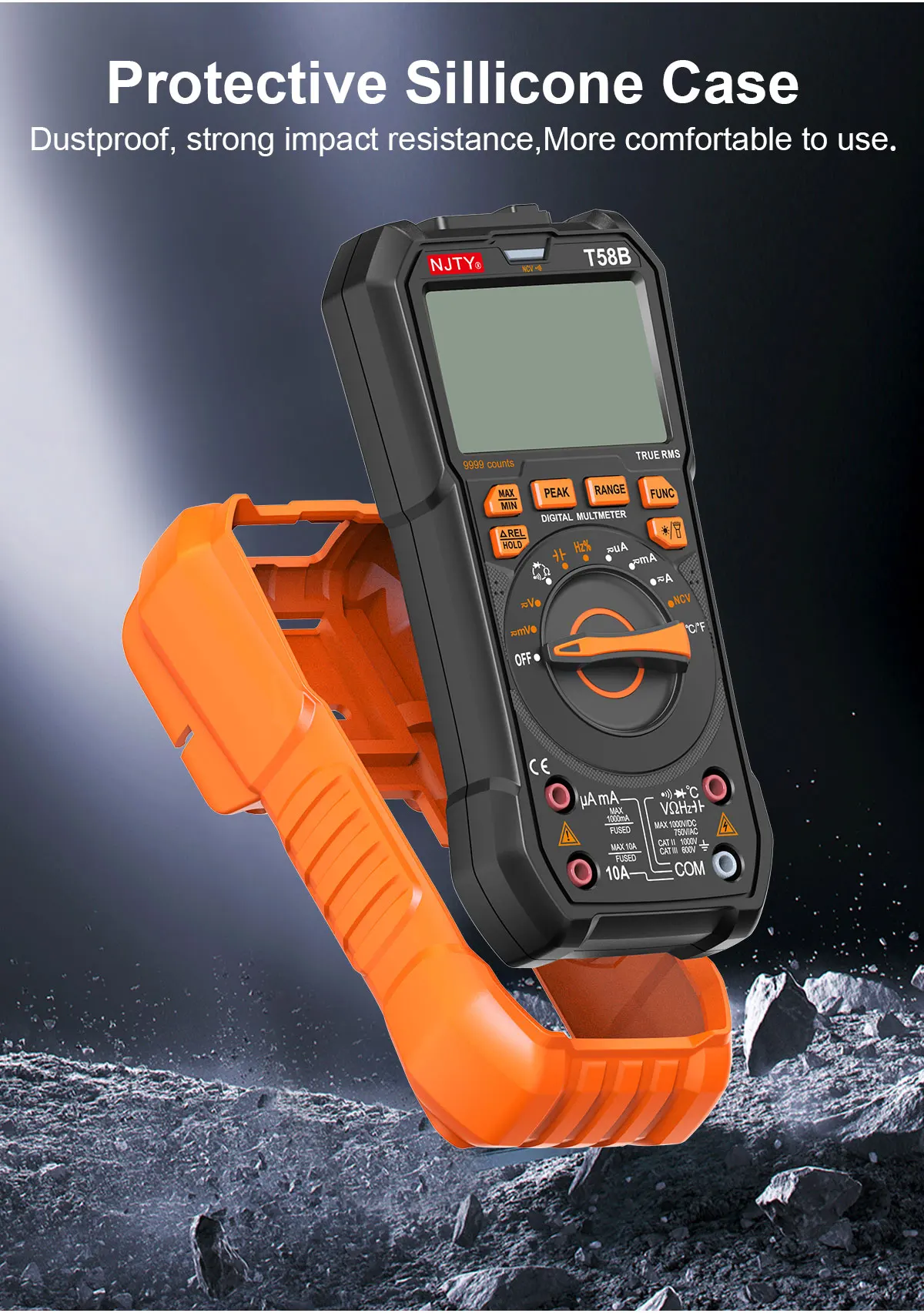 NJTY T58B T58C Induktivitäts-Digitalmultimeter, automatischer Bereich 9999 Zählungen, Spannung, Strom, Kapazität, LED, intelligente Hintergrundbeleuchtung, großer Bildschirm – Detail 13