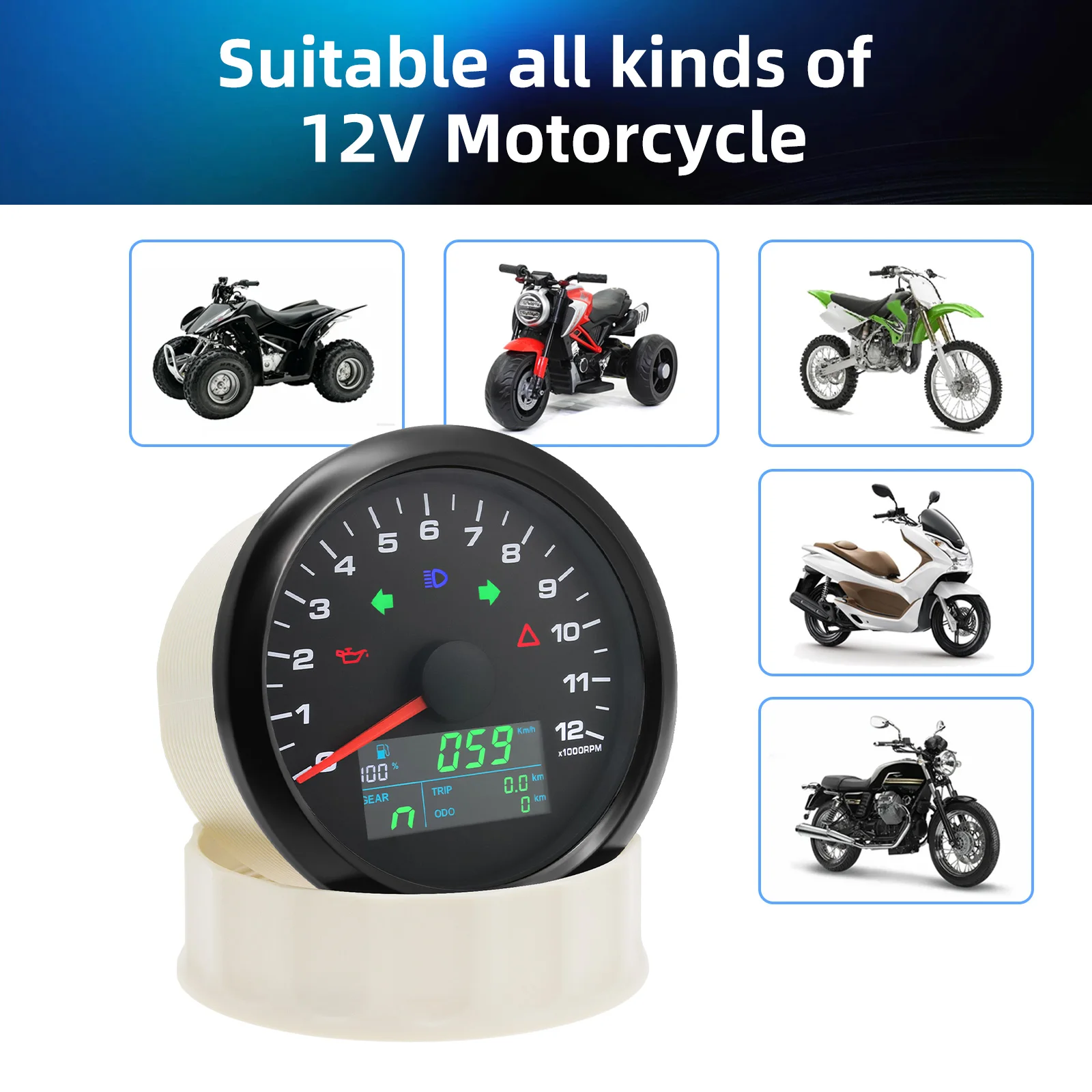85mm Multifunctional Gaug GPS Speedometer Tachometer 8000RPM Fuel Level Gauge Voltmeter 299kmh MPH Speed Meter With 1-6 Gear view 5