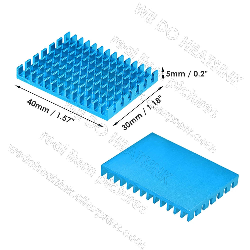 WE DO HEATSINK 30x40x5mm Without or With Thermal Pad Black Blue Slotted Anodized / Silver Raspberry Pi 4B Aluminum Heatsink