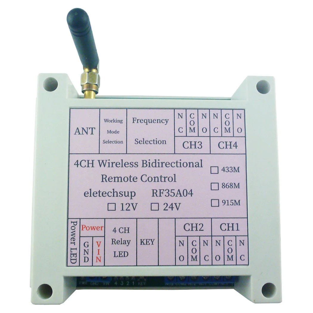 4CH 433M 868M Wireless Bidirectional FSK Remote Controller LED Feedback Switch AES Rolling Code Encryption Smart Home Switch