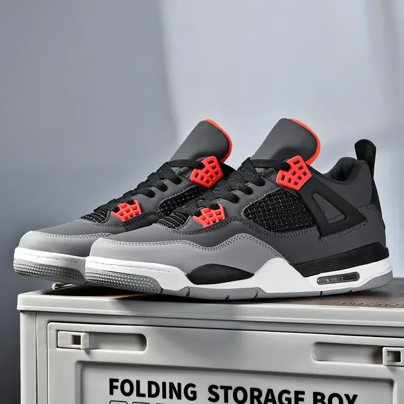 أحذية كرة السلة الرياضية للرجال العمل الترافي أزرق أبيض أسمنتي جامعة باريس AJ4 أحذية الزوجين الكهربائية الأم #4