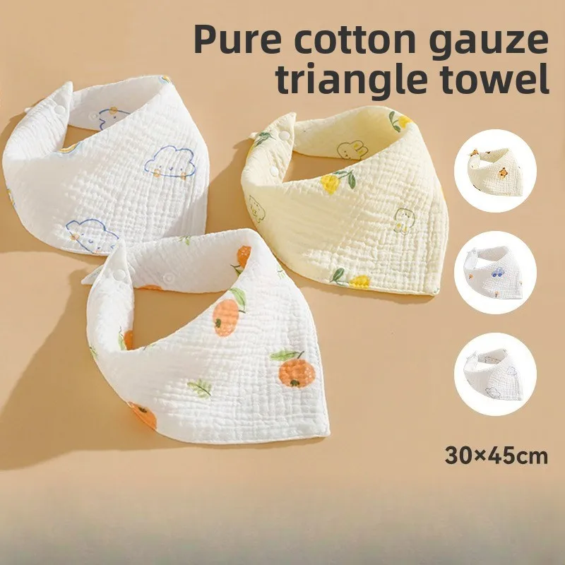 

3Pcs Infant Triangle Bib 100 Cotton Drool Bib Baby Bib Anti-Spit-Up Bibs Lightweight 4-Layer Summer Bibs AllCotton Triangle Bibs