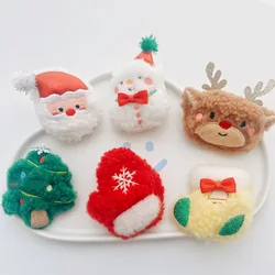 10Pcs/Lot Plush Cartoon Christmas Patches Appliques For Baby Sock Sewing Accessories DIY Hair Clip Decoration