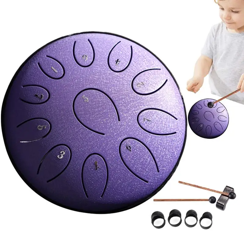 

Steel Tongue Drum 11-tone 6-inch Percussion Instrument Portable Balmy Drum with Drum Mallets for Meditation Yoga Beginners