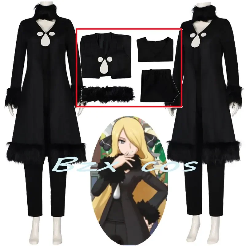 Cynthia Anime Sun and Moon Cosplay Costume, Halloween Uniforme de fête de Noël