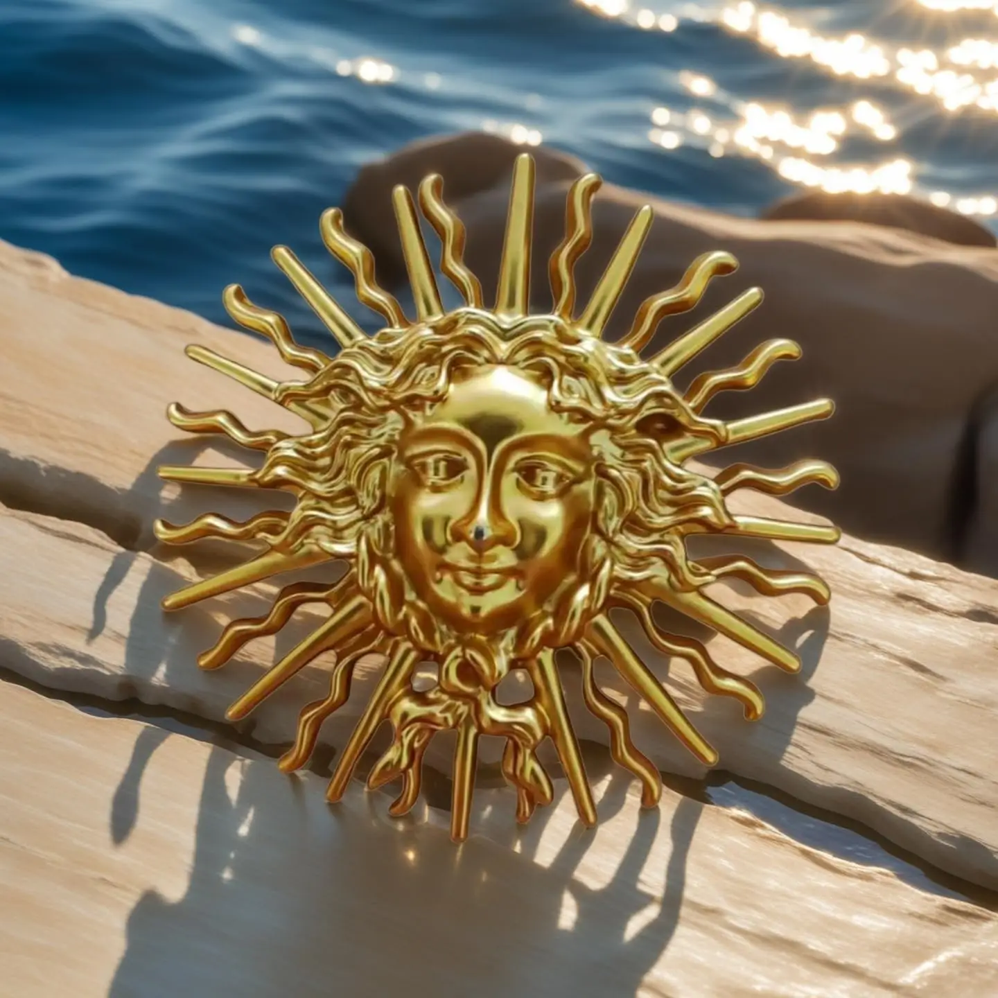 Broche de solapa vintage Diosa del Sol para mujer y hombre - Broches y pines celestiales de Helios chapados en oro, accesorios de moda barroca para vestidos, trajes, sombreros, mochilas, ropa, joyería, cumpleaños y festividades
