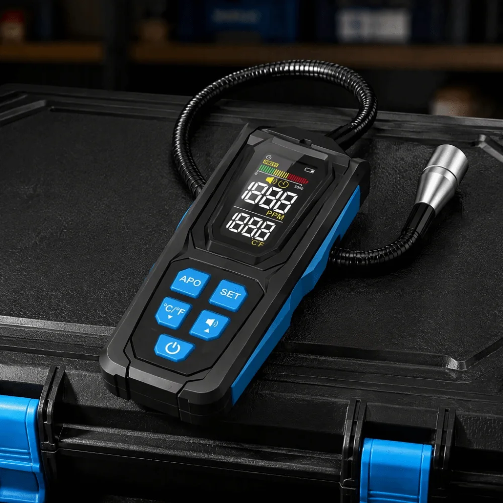 High Sensitivity Refrigerant Leak Detector Digital Display 0-1000PPM Halogen Leak Detector Handheld Design Portable Tester