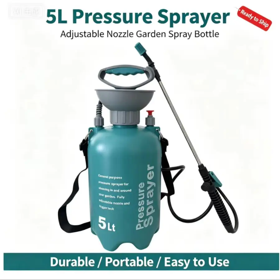 1.3 Gallon(5L) Manual Pressure Garden Sprayer Portable Compression Pump Sprayer with Shoulder Strap Safety Valve for Plant Water
