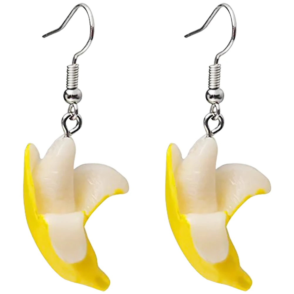 1 Pair Banana Drop Earrings Resin Ear Stud Simulated Fruit Dangle Hooks Jewelry Gifts For Women Girls