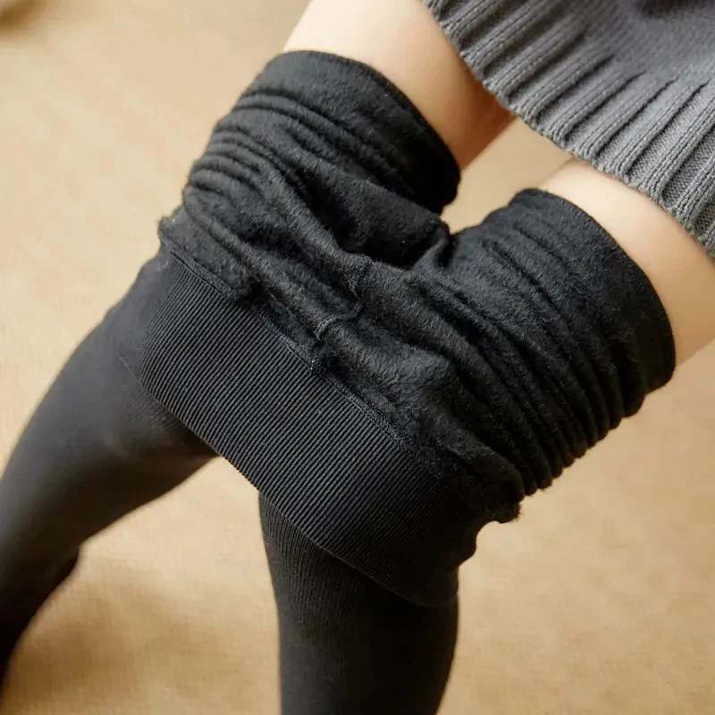 

Autumn Winter Ribbed Knitting Leggings Women High Waist Thick Velvet Warm Legging Fashion Black All Match Skinny Legging