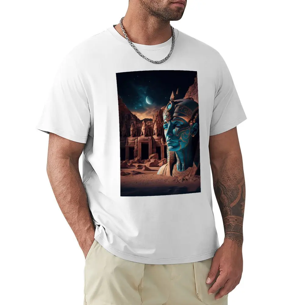 Egyptian Ruins Fantasy Art T-shirts Novelty T-shirt Crewneck  Move  Funny Novelty Leisure Eur Size