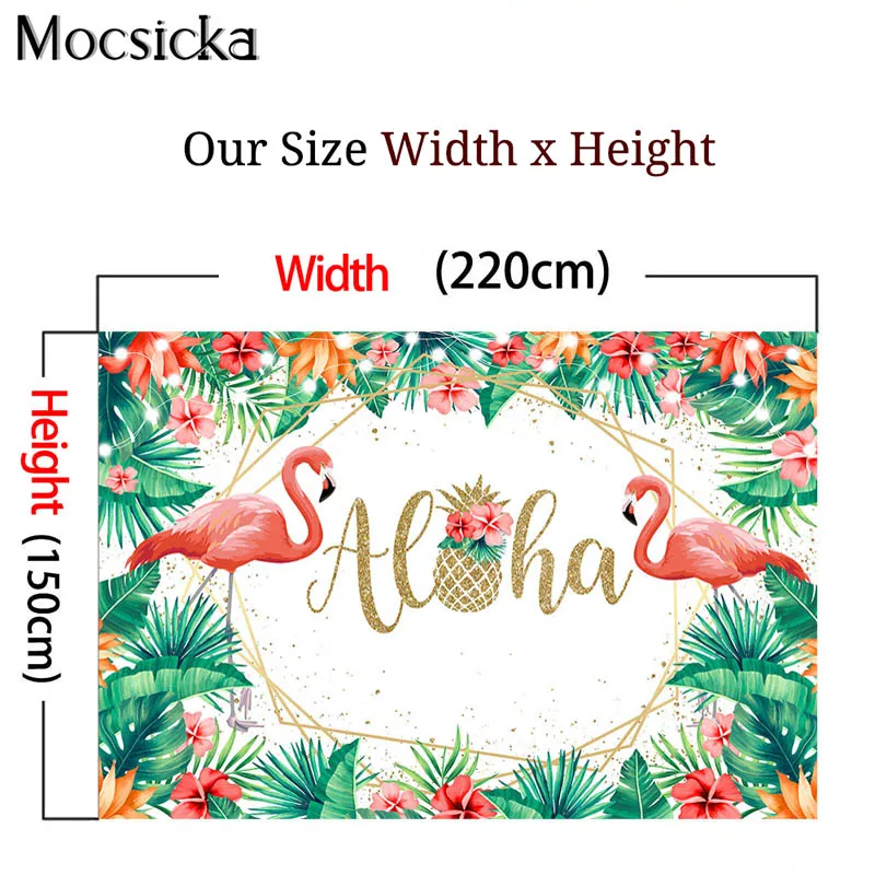 Фон для фотосъемки с изображением красного фламинго, тропических зеленых листьев, цветов, торта, стола, Декор, баннеры