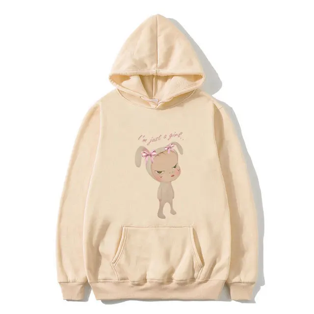 

Yoshitomo Nara Bunny Girl I'm Just A Gire Graphic Hoodie Men Women Vintage Art Aesthetic Hoodies Men Women Fashion Streetwear