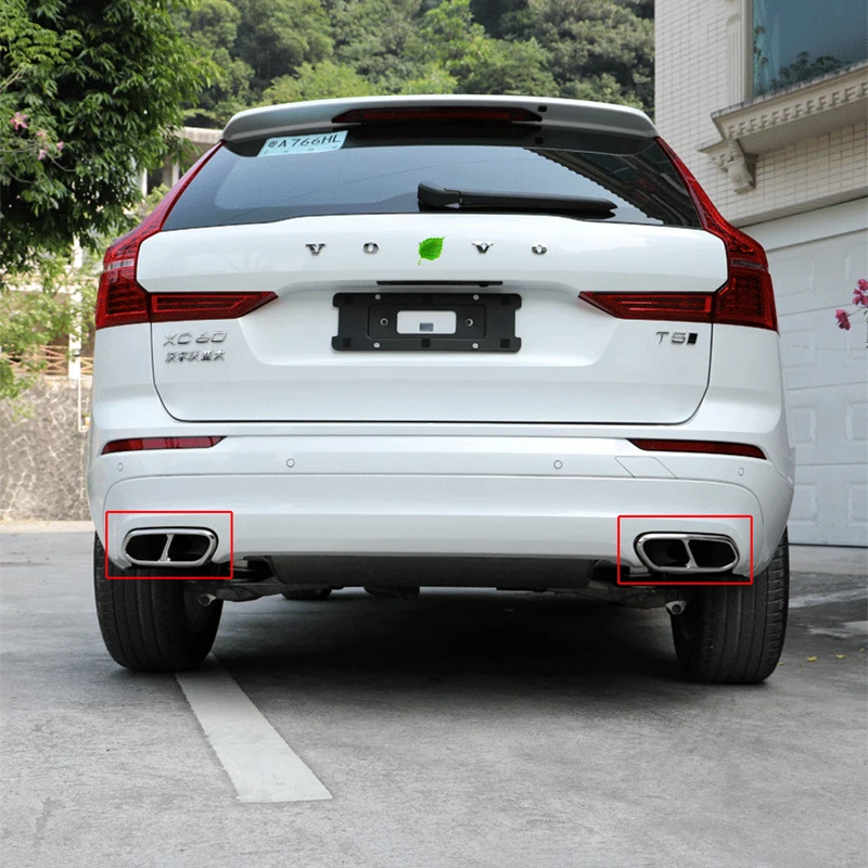 Rear Dual Exhaust Muffler Tail Pipes Tip Trim Cover For Volvo XC60 Accessories 2017 2018 2019 2020
