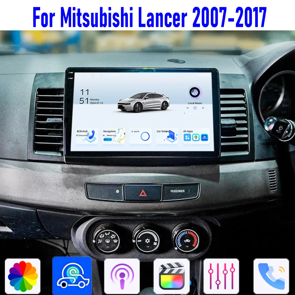 

GPS 10'' For Mitsubishi Lancer 2007-2017 Car Radio Head Unit Apple Carplay Android 15 Auto Multimedia Player 64GB WIFI BT Canbus