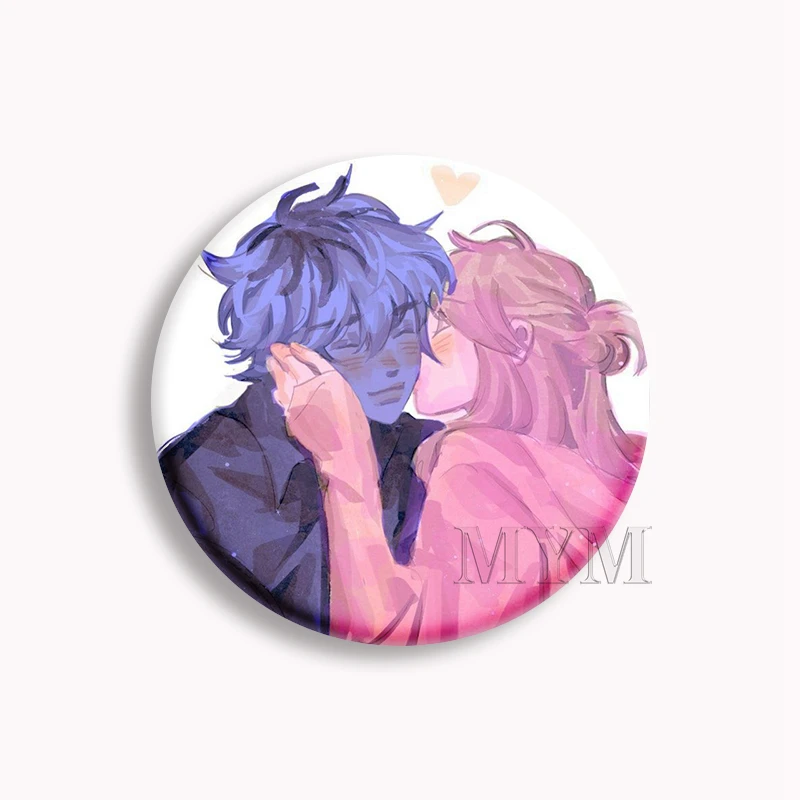 Cherry Crush Chibi Anime Soft Button Pin Cherie Crush Kang and Mashiro Webtoon Brooch Badge Bag Decor Fans Collect Lover Gifts
